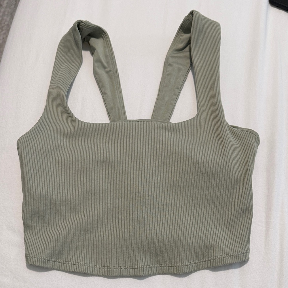 Alo Ribbed Sage Green Crop Top